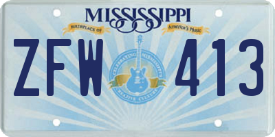 MS license plate ZFW413
