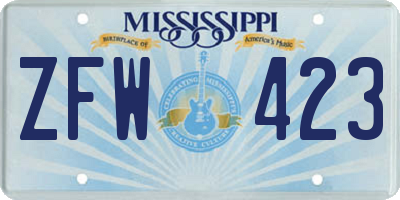 MS license plate ZFW423