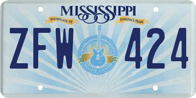 MS license plate ZFW424