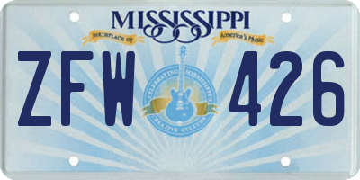 MS license plate ZFW426