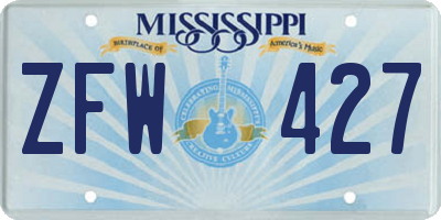 MS license plate ZFW427