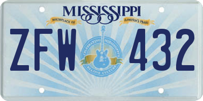 MS license plate ZFW432