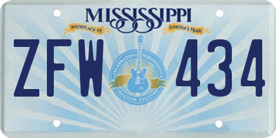 MS license plate ZFW434