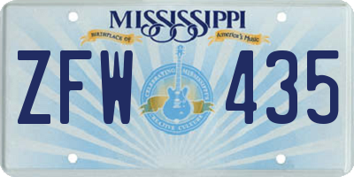 MS license plate ZFW435