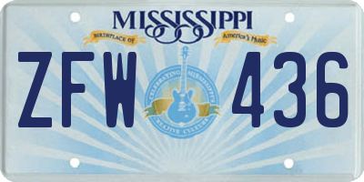 MS license plate ZFW436