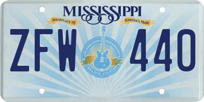 MS license plate ZFW440