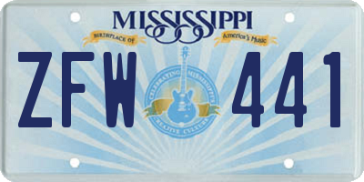 MS license plate ZFW441