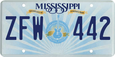 MS license plate ZFW442