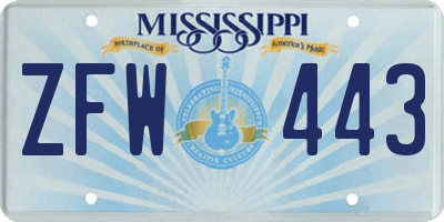 MS license plate ZFW443