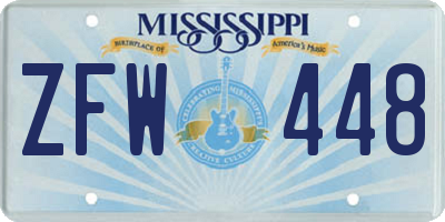 MS license plate ZFW448