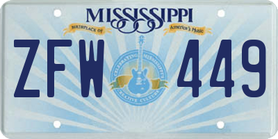 MS license plate ZFW449