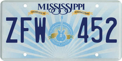 MS license plate ZFW452
