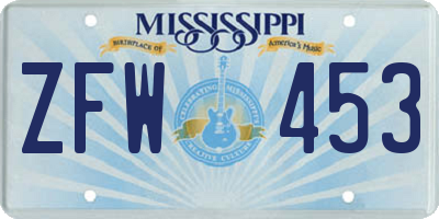 MS license plate ZFW453