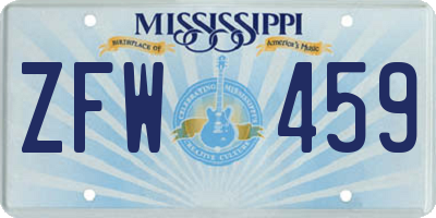 MS license plate ZFW459