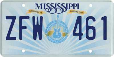 MS license plate ZFW461