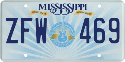 MS license plate ZFW469