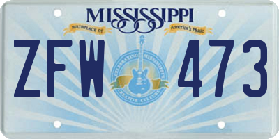MS license plate ZFW473
