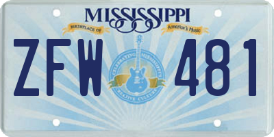 MS license plate ZFW481