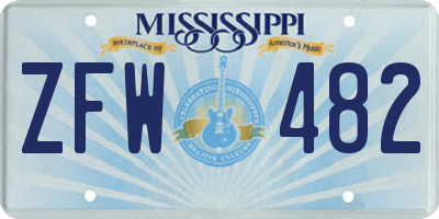 MS license plate ZFW482