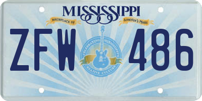 MS license plate ZFW486