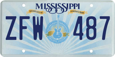 MS license plate ZFW487
