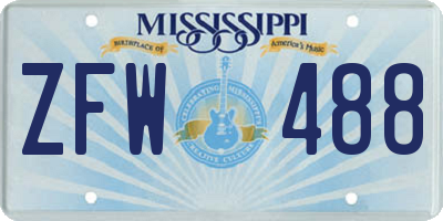 MS license plate ZFW488