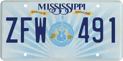 MS license plate ZFW491