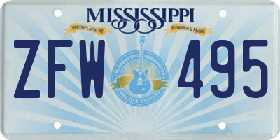 MS license plate ZFW495