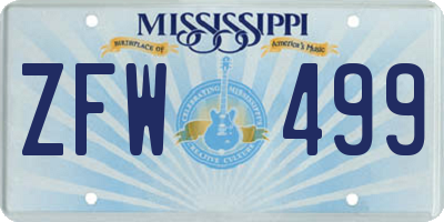 MS license plate ZFW499