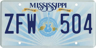 MS license plate ZFW504
