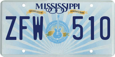 MS license plate ZFW510