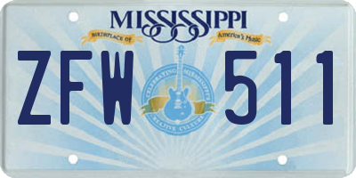 MS license plate ZFW511