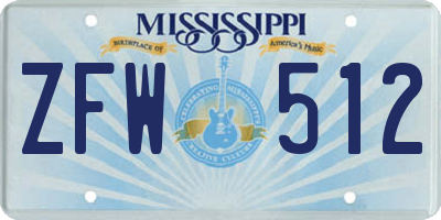 MS license plate ZFW512