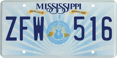 MS license plate ZFW516