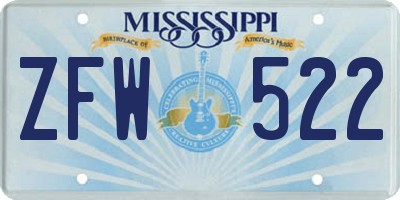 MS license plate ZFW522