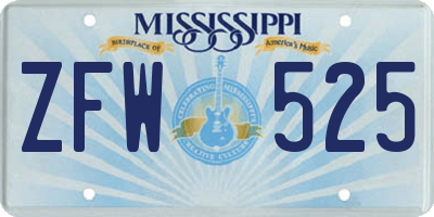 MS license plate ZFW525
