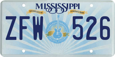 MS license plate ZFW526