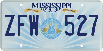 MS license plate ZFW527