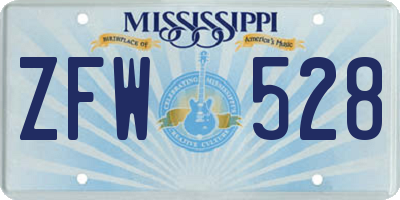 MS license plate ZFW528