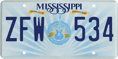 MS license plate ZFW534