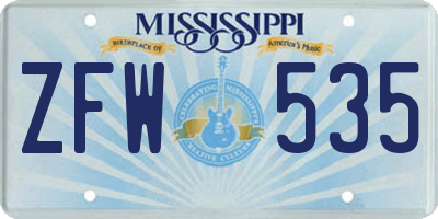 MS license plate ZFW535