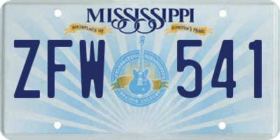MS license plate ZFW541