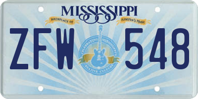MS license plate ZFW548