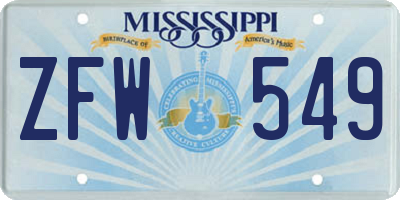 MS license plate ZFW549