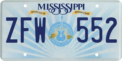 MS license plate ZFW552
