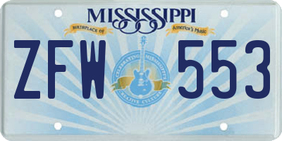MS license plate ZFW553
