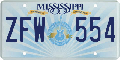 MS license plate ZFW554