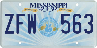 MS license plate ZFW563