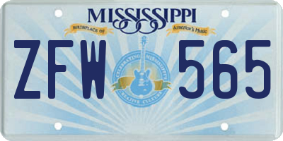 MS license plate ZFW565