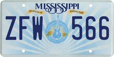 MS license plate ZFW566